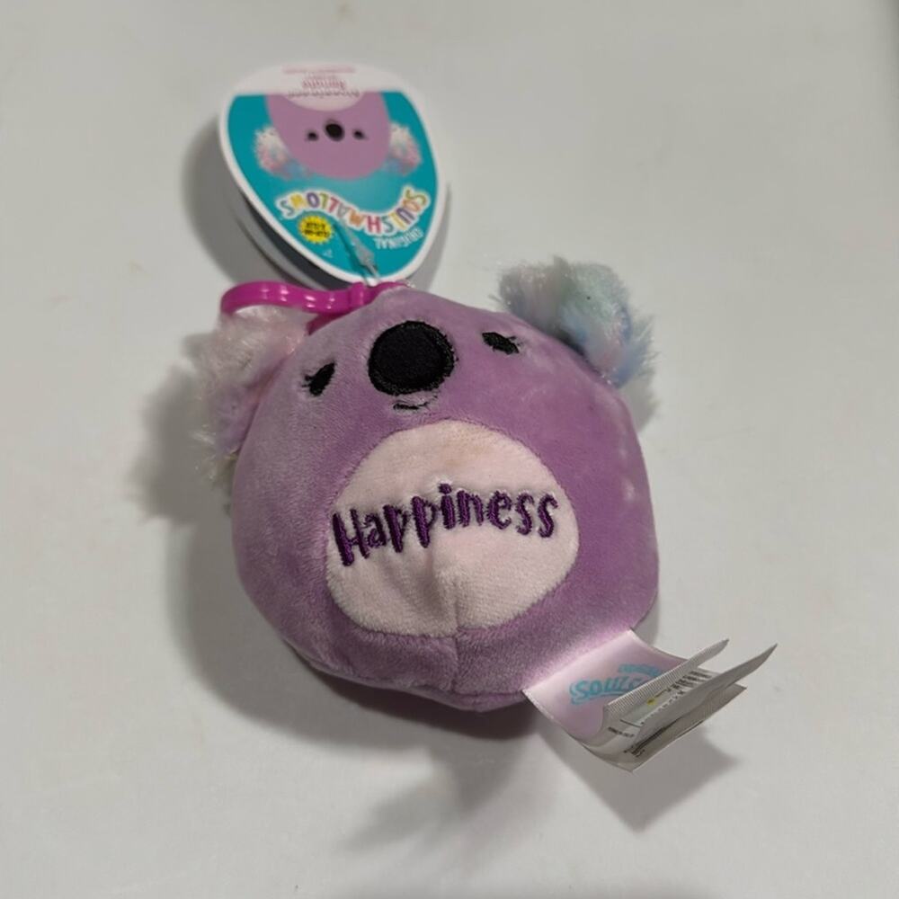 NWT Squishmallow Renate Koala Happiness Mini Plush Bag Clip-On 3.5" Purple - Picture 2 of 4